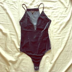 Express blue velvet bodysuit